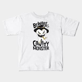 Beware of the Cavity Monster // Funny Halloween Tooth Kids T-Shirt